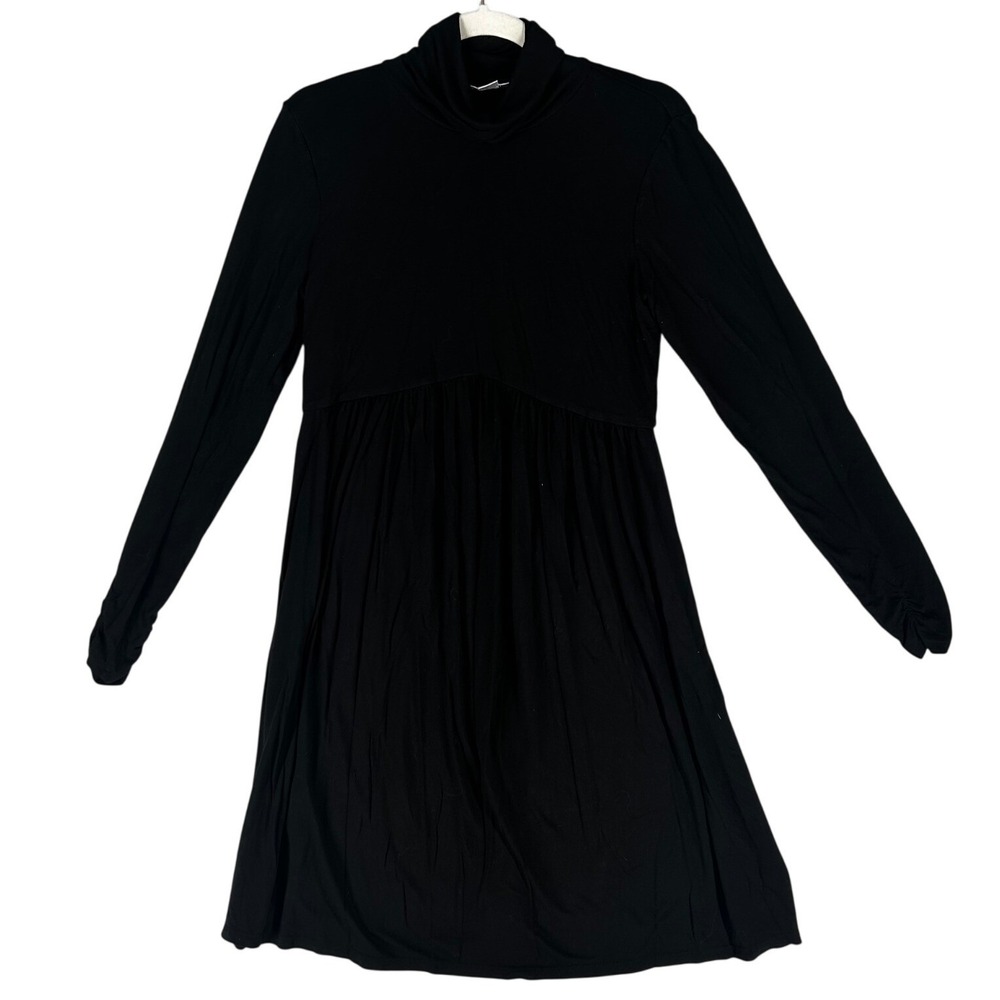 Motherhood Maternity Basic Black Turtleneck Dress Long Sleeve Women's Size Med